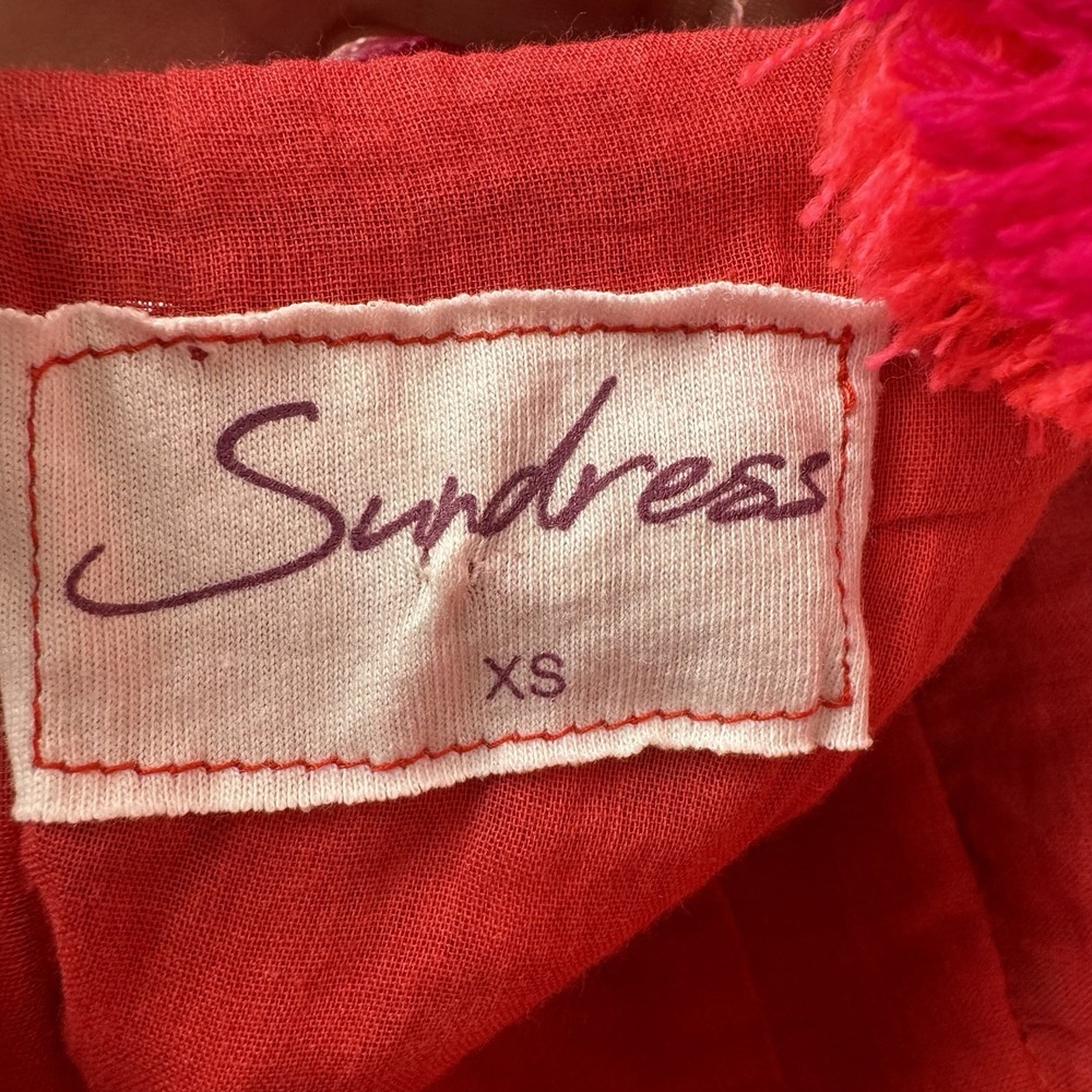Sundress x revolve Margherita Dress in Red & Multi‎ Pink Floral Lace Bardot XS - Picture 9 of 10